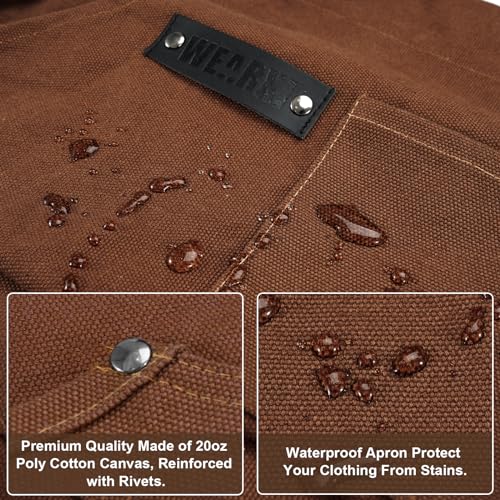 WEARXI Aprons for Men, Woodworking Apron with Tool Pockets, Canvas Work Apron for Woodworkers, Mechanics, Blacksmiths, Carpenters S-XXXL, Mens Aprons Gifts for Dad, Gifts for Men, Dad Gifts