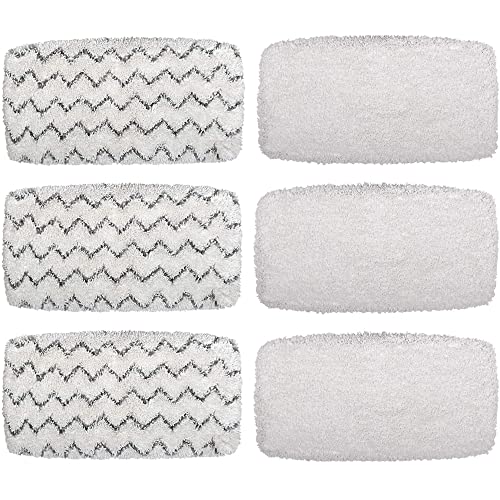 Flammi 6-Pack Replacement Pads for Bissell 1252 PowerFresh Vac & Steam / Symphony Mop (3 soft microfiber + 3 scrub pads)