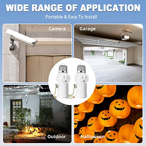 White E26/E27 Light Socket Outlet Adapter with Switch & 3-Prong Support - Tobasovk