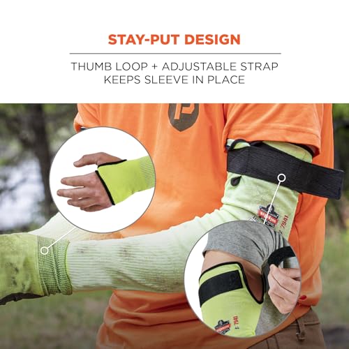 Ergodyne ProFlex 7941 Cut Resistant Protective Arm Sleeve, Cut Level A4, Pair, Lime, 22 Inch