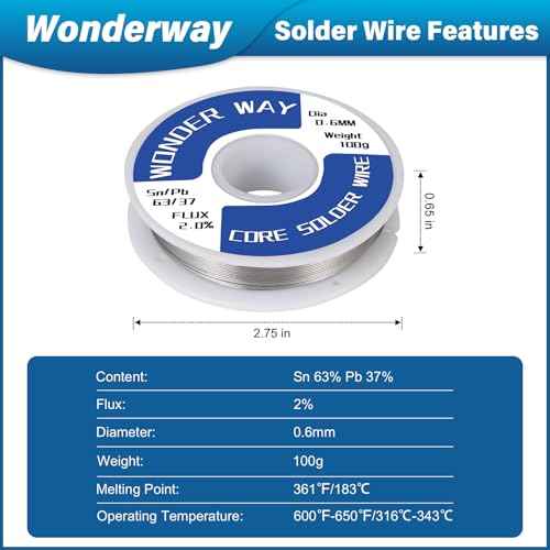 Tip Cleaning Kit, Solder Wick, 0.6mm Solder Wire, Solder Iron Tip, Brass Cleaning Wire, Soldering Tip Cleaner, Cleaning Sponge & Solder Flux, Supplied By Wonderway (SWK-002)