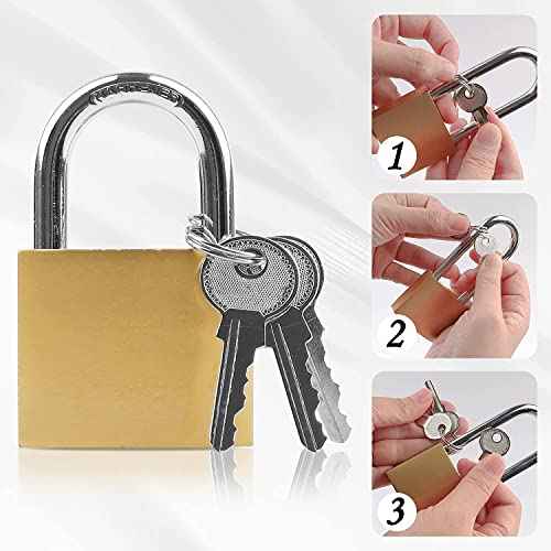 2 Pcs Small Keyed Padlocks, Locker Lock, Locks with Keys 32mm, Gold, Compact, Hardened Alloy, Securing Luggage, Gym Lockers