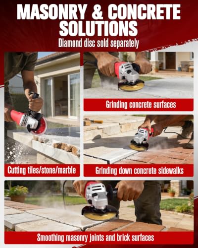AVID POWER Red 7.5-Amp 4-1/2 Inch Angle Grinder with Grinding & Cutting Wheels