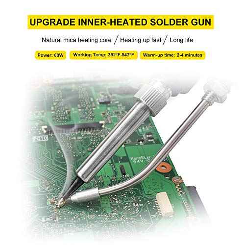 Soldering Iron Kit,60W Automatic Soldering Gun with Ceramic Heater, Soldering Gun Kit Includes Solder Gun,5pcs Soldering Tips, Desoldering Pump, 2 Tweezers, Soldering Wires for Repairs Home DIY