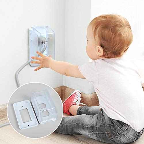 EUDEMON Baby Safety Electrical Outlet Cover Box Childproof Large Plug Cover for Babyproofing Outlets Easy to Install & Use (1 Pack,Transparent)