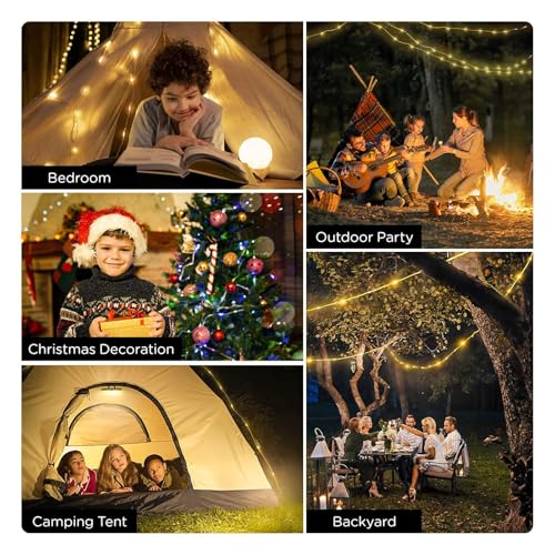 OGERY Green Camping String Lights 4-in-1, 32.8FT with 8 Modes, Portable & Waterproof