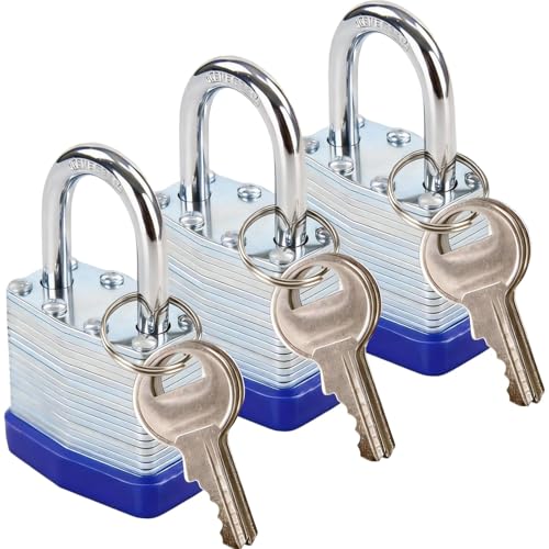 SEPOX 3-Pack Heavy Duty Outdoor Keyed-Alike Laminated Steel Padlocks 1-9/16"