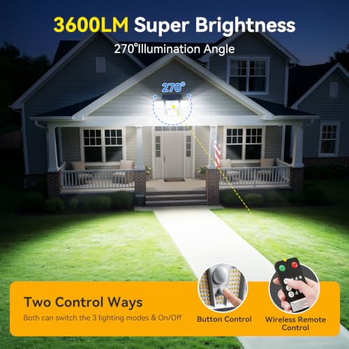 2 Pack TuyLuxe Solar Flood Lights 3600LM 270° Motion Sensor Outdoor Security