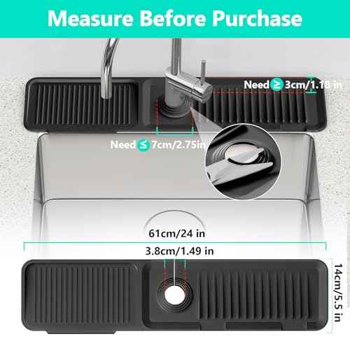 24 Inch Longer Faucet Mat for Kitchen Sink, 5¡Æ Slope Fast Self-draining, Kitchen Sink Splash Guard Silicone Sink Faucet Mat Splash Guard Kitchen Sink Area Tidy Splash Faucet Guard Draining Mat