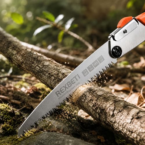 REXBETI 11-Inch Folding Hand Saw for Wood & Camping - Heavy Duty SK5 Steel Blade
