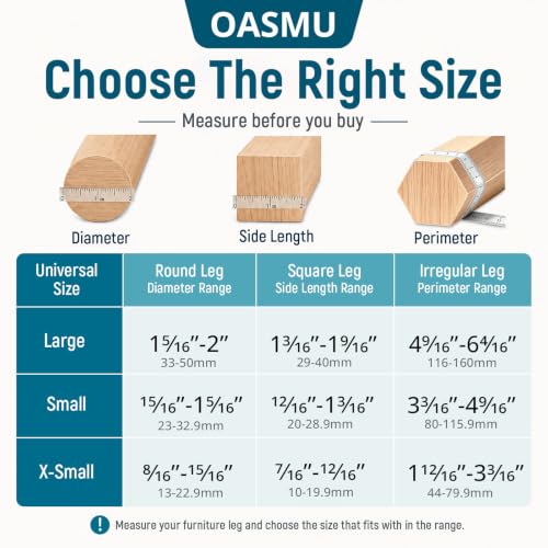 OASUM 32 Pcs Clear Large Silicone Chair Leg Floor Protectors with Felt Pads - Universal Fit