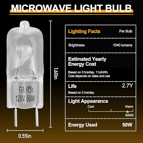 G8 120V 50W Microwave Lamp Halogen Bulb for LG Kenmore 6912A40002J