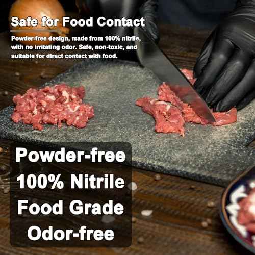 Disposable Nitrile Gloves, Chemical Resistant, Powder and Latex Free, Food Safe, Black Heavy Duty Gloves, 6 Mil, 100 Count, Large