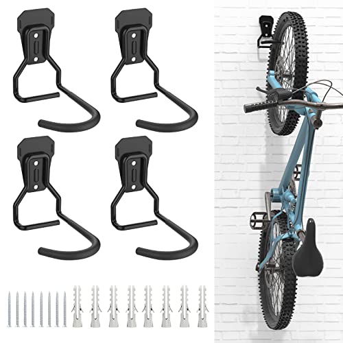 4 Pack Wall Mount Bike Racks with Fixed Hooks Heavy Duty Bicycle Storage