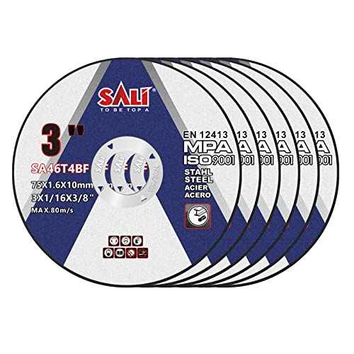 SALI 6 Pack Cut Off Wheels 3 Inch General Purpose Metal Cutting Wheel for 3 in Angle Grinders and Die Grinders- Cutting Disc Aggressive Cutting 3" x 1/16" x 3/8" Operating Up to 20380 RPM and 80 M/S