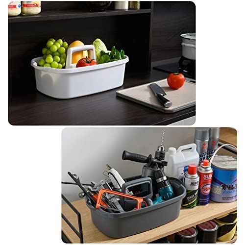 Large Cleaning Supplies Caddy Portable Shower Basket Supply Organizer with Handle Plastic Bucket Tool Storage for Bathroom, Bedroom, Kitchen, College Dorm, Garden, Dark Gray 2 Pack
