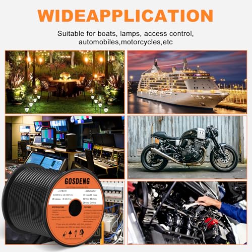 12/2 Low Voltage Landscape Wire 250ft - 12 Gauge Direct Burial Cable, Black, CCA Copper Clad Aluminum