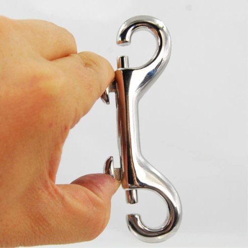 JLEivvi 2 Pcs Double Ended Lead for Dogs, Bolt Snap Hooks Zinc Alloy Double End Clip Silver Diving Clip Trigger Snaps for Diving Dog Leash Key Chain Horse Tack Pet Feed Buckets