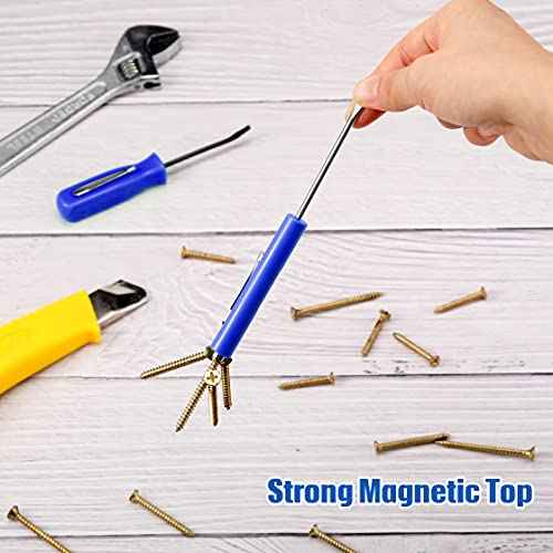 Zhehao 4 Pieces Pocket Screwdriver with Magnet Mini Slotted Head Magnetic Pocket Screwdriver with Mini Pry Bar Set Clips for Home Office Car Repair Tools Mechanics Electricians Technicians