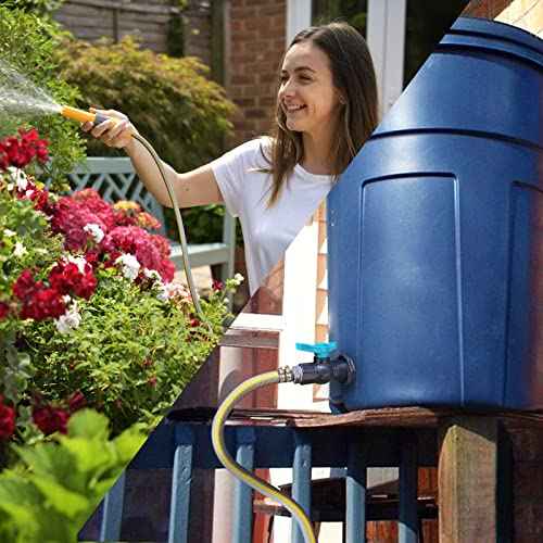 Rain Barrel Spigot PVC Faucet Kit Water Barrel Diverter Kit with Bulkhead Fitting,Ball Valve,Garden Hose Barb(20mm) Adapter,Pipe Clamps,Thread Seal Tape(kit for 20mm ID Hose)