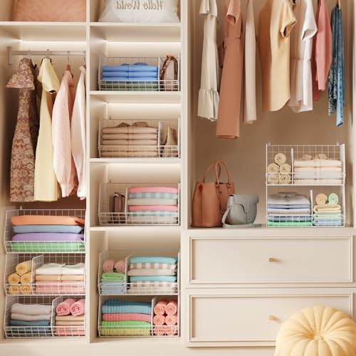 White 3-Tier Closet Hanging Shelves with Divider & S Hooks - Large Storage Organizer
