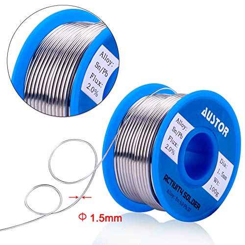 AUSTOR 63-37 Tin Lead Rosin Core Solder Wire for Electrical Soldering (1.5mm, 100g)