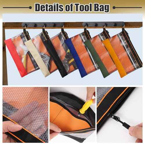 BESARME 6 Pcs 11.8" Clear Tool Pouch Tool pouch Bags Zipper tool pouch with Heavy Duty Mesh Window