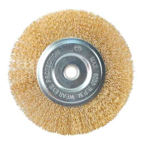 Wire Brush for Grinder - 6 Inch Fine Crimped Wire Wheel for Bench Grinder with 1/2" and 5/8" Arbor(0.012Inch Wire Size), Efficiently Polish Nuts, Bolts and Assorted Car Parts.