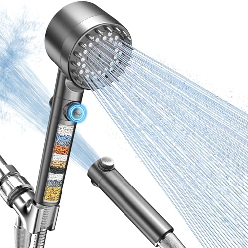 FEELSO Gray Handheld Shower Head with Filter, High Pressure & Water Saving