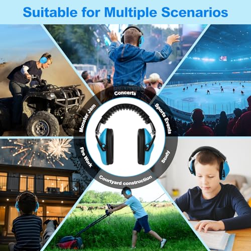 Floriogra Kids Noise Cancelling Headphones Blue 28dB SNR Hearing Protection