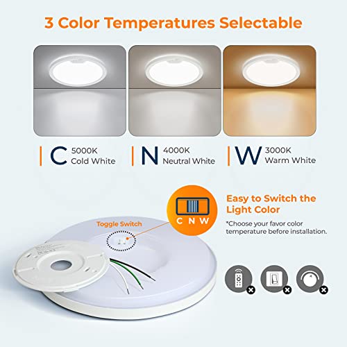 BLNAN 8.7 Inch White Motion Sensor Ceiling Light with 3 Color Temps, Wired Flush Mount, 1 Pack