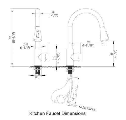 Havin Gold and Black Pull Down Kitchen Faucet with ABS Sprayer,High Arc Stainless Steel Material,with cUPC Cartridge,Sink Faucet Without Deck Plate,Fit for One Hole Kitchen Sink and Laundry Sink