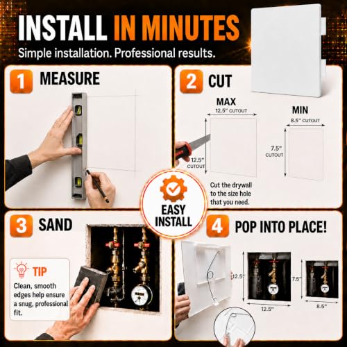 Morvat 12x12 Inch Adjustable Spring Access Panel for Drywall & Ceiling, Heavy-Duty Wall Hole Cover Plate, White