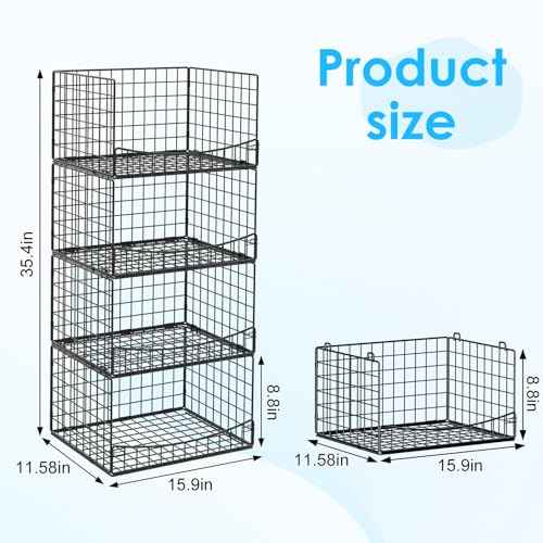 JKsmart 4-Tier Stackable Closet Organizers and Storage Shelves, Extend Clothing Closet Shelf Bins for Jeans Pants Sweaters - Wardrobe Cupboard Clothes Organizer System-Wider Mouth Design