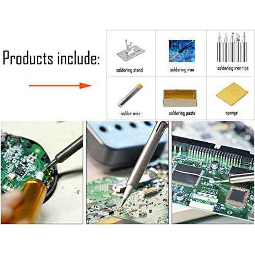 LBY Electric Soldering Iron Kit, (60W,110V) Adjustable Temperature Welding Tool, with 5pcs Soldering Tips, Soldering Iron Kit, Stainless Steel, Copper, (Blue)
