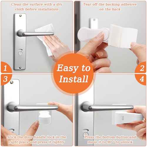 6P Child-Proof Door Lock Coolrunner Baby Proofing Door Handle Locks, Child Proof Door Lever Lock with Strong Adhesive for Protecting Kids and Toddler