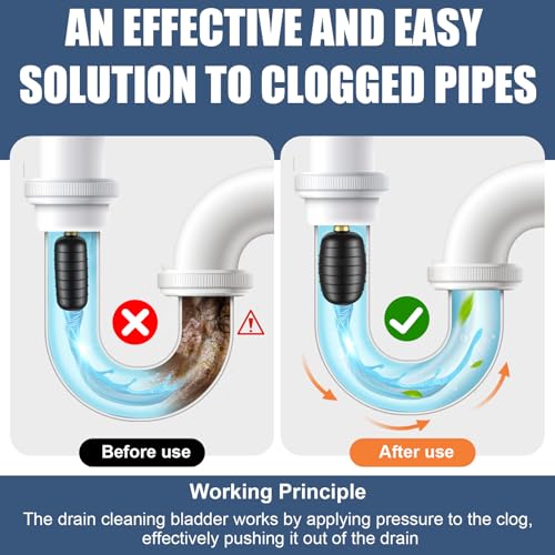 Fosenlion 3-Piece Drain Bladder Kit for Clogged Pipes and Drains