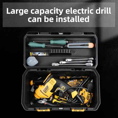 Deli Plastic Toolbox, 18 in Tool Box with Handle, Heavy Duty Toolbox Organizer,Tool Case with Double Locking, Craftsman Tool Box, Tool Organizers and Storage Box