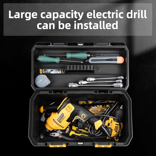 Deli Plastic Toolbox, 18 in Tool Box with Handle, Heavy Duty Toolbox Organizer,Tool Case with Double Locking, Craftsman Tool Box, Tool Organizers and Storage Box