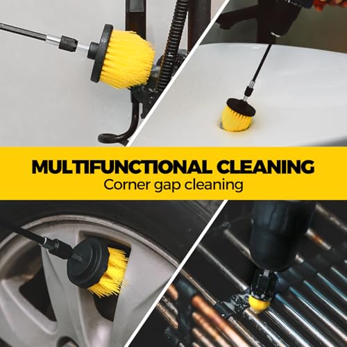 Yellow Holikme 6-Piece Drill Brush Set - Soft Bristle Power Scrubber for Home & Auto Cleaning