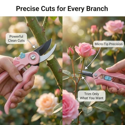 Pink NEXON Pruning Shears 2-Pack - 8" Bypass Garden Clippers & 6.25" Precision Snips