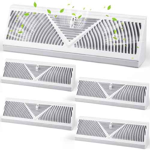 4 Pcs Baseboard Register Vent 15 Inch Duct Opening Size Baseboard Vent Covers Diffuser Adjustable Corner Return Air Grille for Home Floor Wall Air Flow Control