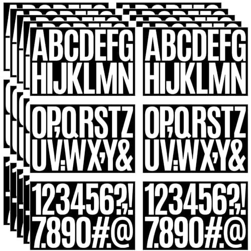 ynhay Waterproof White Vinyl Letter Stickers 3 Inch - 480 Pack for Outdoor & Indoor Use