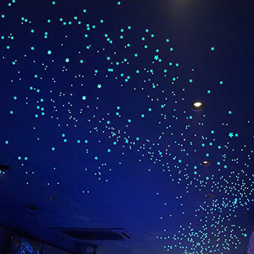 Green Glow in The Dark Ceiling Stars Decor - 633 3D Star Stickers for Nursery & Bedroom