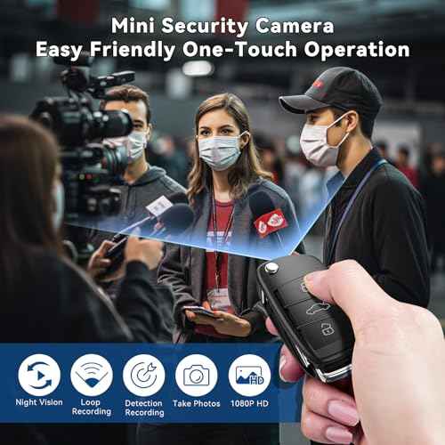 64G 1080P HD Mini Camera, Small Nanny Cam for Home Security, Car Key Camera for Motion Detection, Loop Recording, Night Vision, Take Photos, Long Battery Life, Easy to Use & Carry