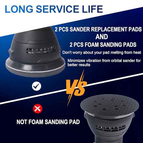 4 PCS 5 Inch Orbital Sander Replacement Pad for Dewalt DWE6421 DWE6423 DCW210B, Hook and Loop Foam Sanding Pads, Metal for Dewalt Sander Parts DWE6421K DWE6423K DW6420 DWE64233 N329079 by 4 Screw Hole