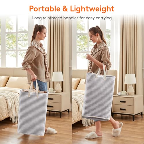 Lifewit 80L Laundry Hamper Grey - Large Foldable Laundry Basket with Handles