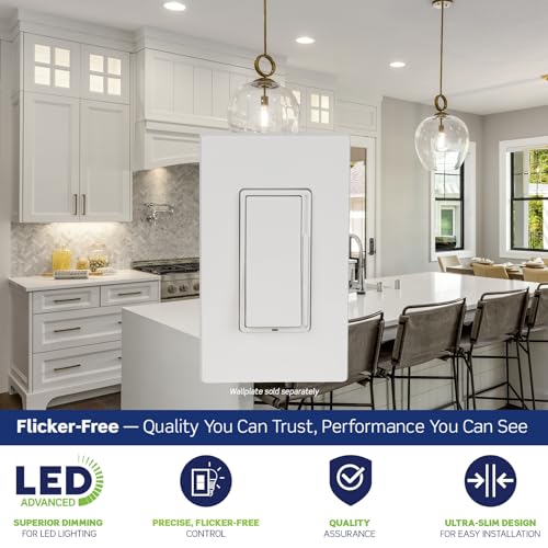 Leviton Decora Slide LED Dimmer Switch White - 150W Dimmable Lighting Control