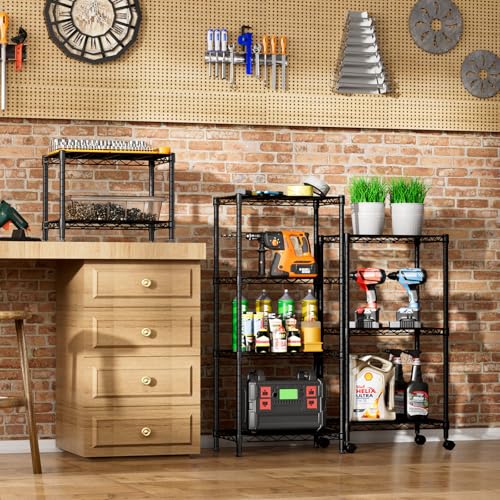 SINGAYE 2-Tier Small Wire Metal Pantry Shelf - Black Under Desk Organizer