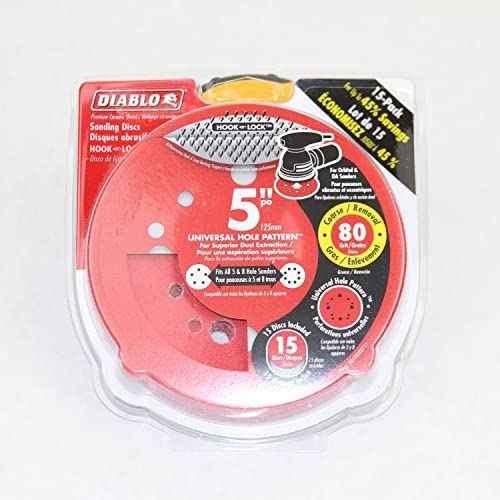 Diablo Premium Fast Sanding Discs with Hook & Lock Backing - For Extra Heavy Removal and Stripping - 5" 40-Grit, Ceramic Blend, 15 - Pack - DCD050040H15G